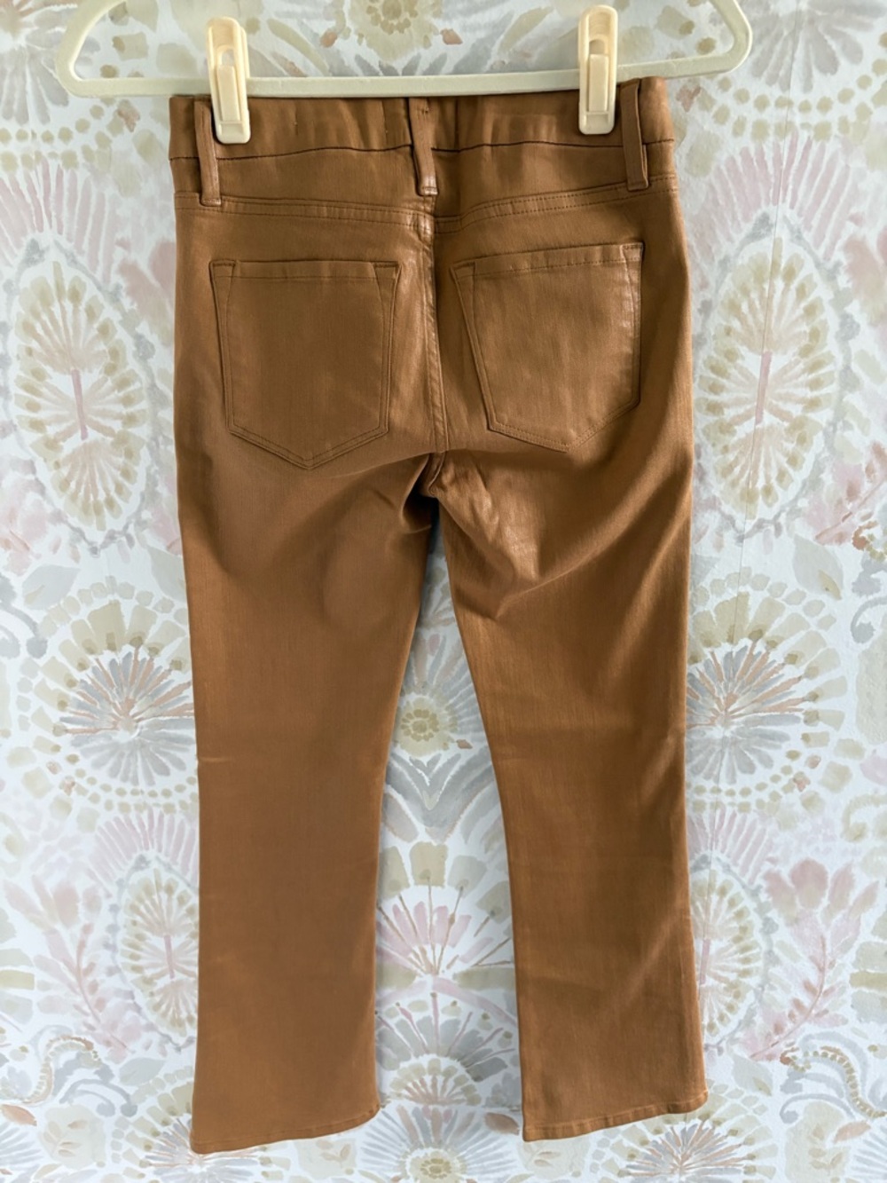 FRAME Le Crop Mini Boot Coated Jeans Tobacco Brown Size 25 - Picture 3 of 5